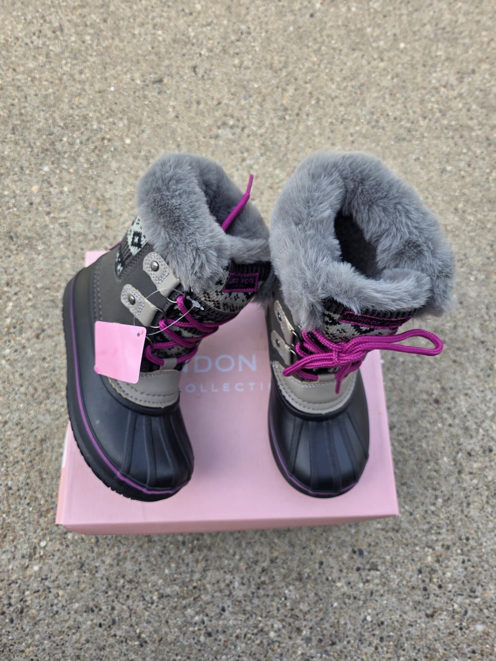 London Fog  Gray & Pink Winter Snow Boots Little Girl 12